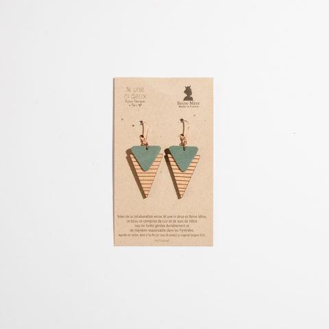 Boucles d’oreille – bois & cuir vegan