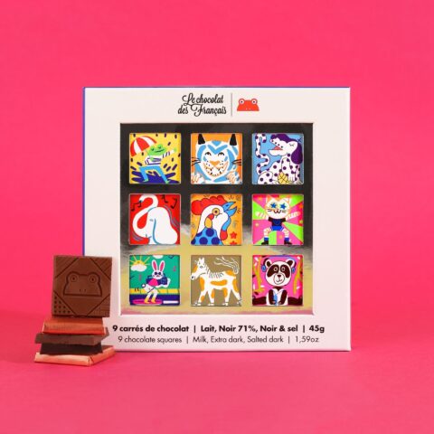 Coffret 9 carrés de chocolats - Animaux